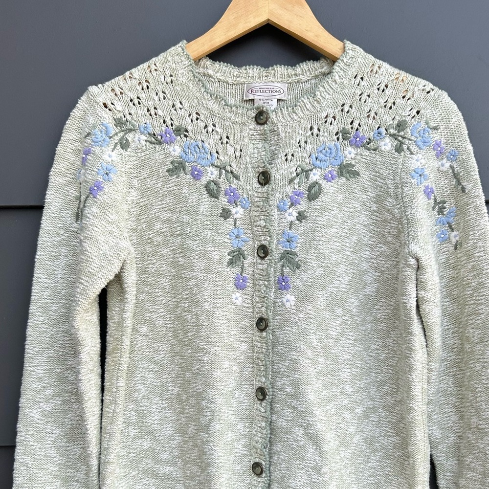 Vintage Northern Reflections Floral Embroidered Cardigan - Size S - Cotton mix - Picture 3 of 9